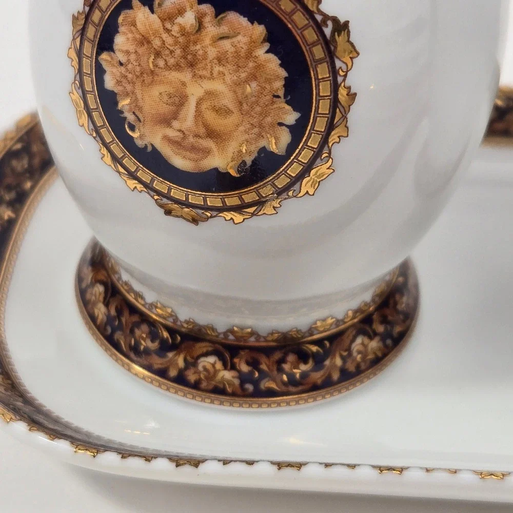 Vintage T Limoges France Bacchus Porcelain Vanity Set Tray Trinket Box